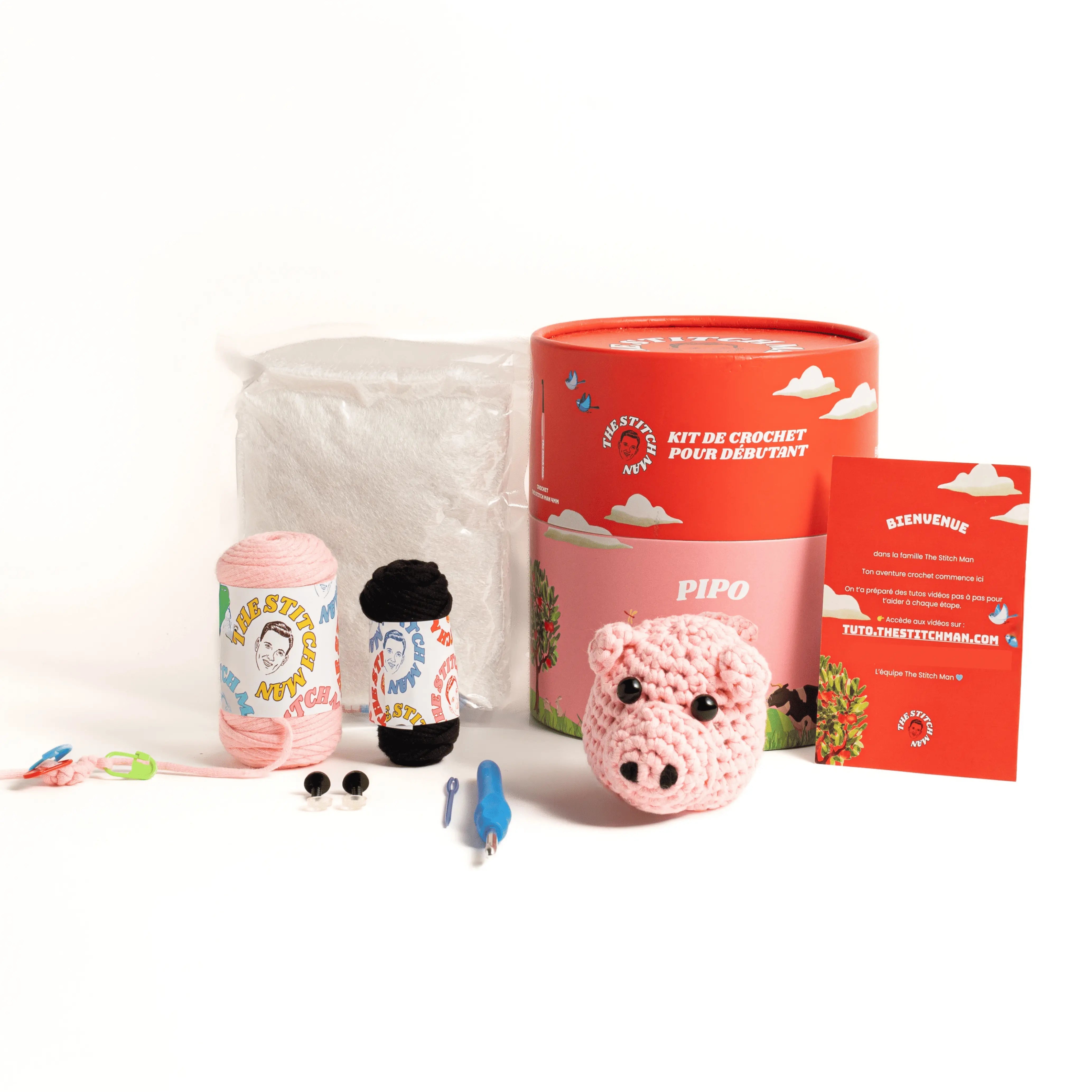 Pipo le Cochon - Kit crochet débutant- The Stitch Man - Crochet débutant amigurumi