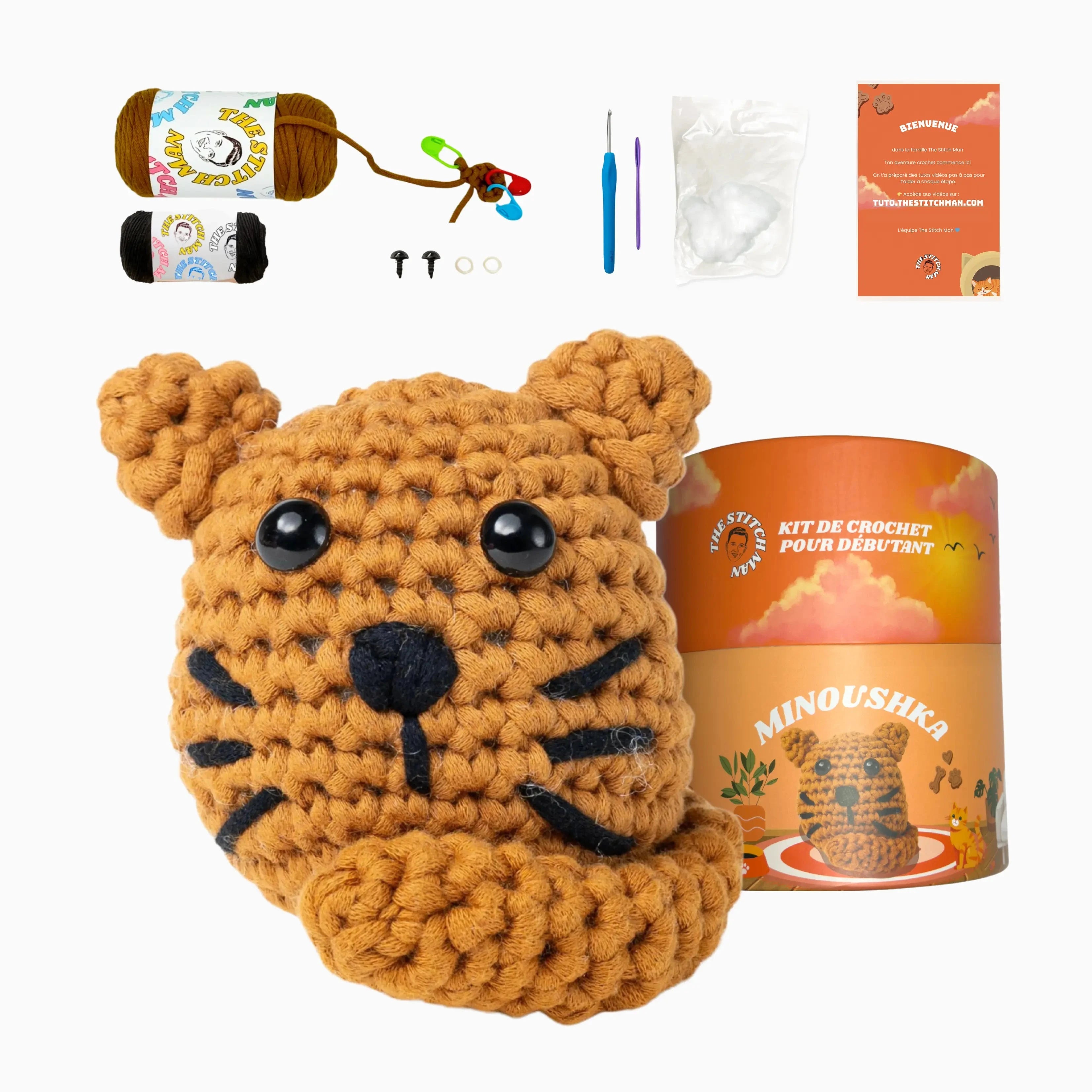 Minoushka le Chat - Kit crochet débutant- The Stitch Man - Crochet débutant amigurumi